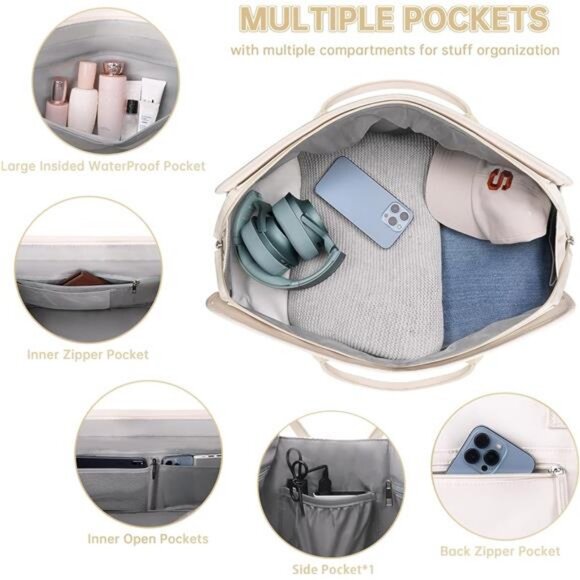 Weekender Overnight Bags for Women, Large Travel Duffle Bags with Shoe - Picture 3 of 7